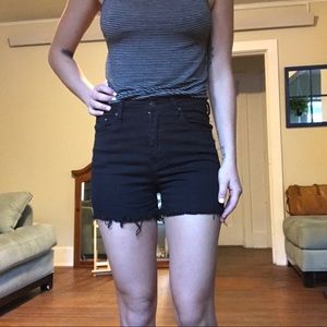 High waisted black shorts